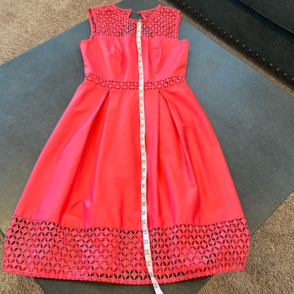 Calvin Klein Illusion Lace Net Coral Dress. Size: 2 - Picture 8 of 12